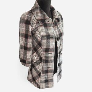 Guess Black and White Plaid Blazer